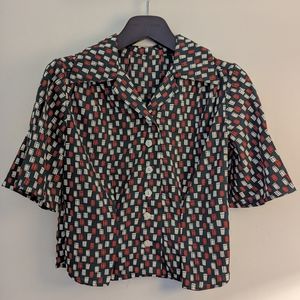 Retro 70s cropped collared blouse